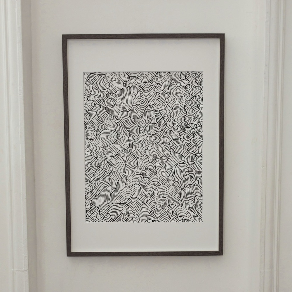 Swirly line art original drawing wavy line art